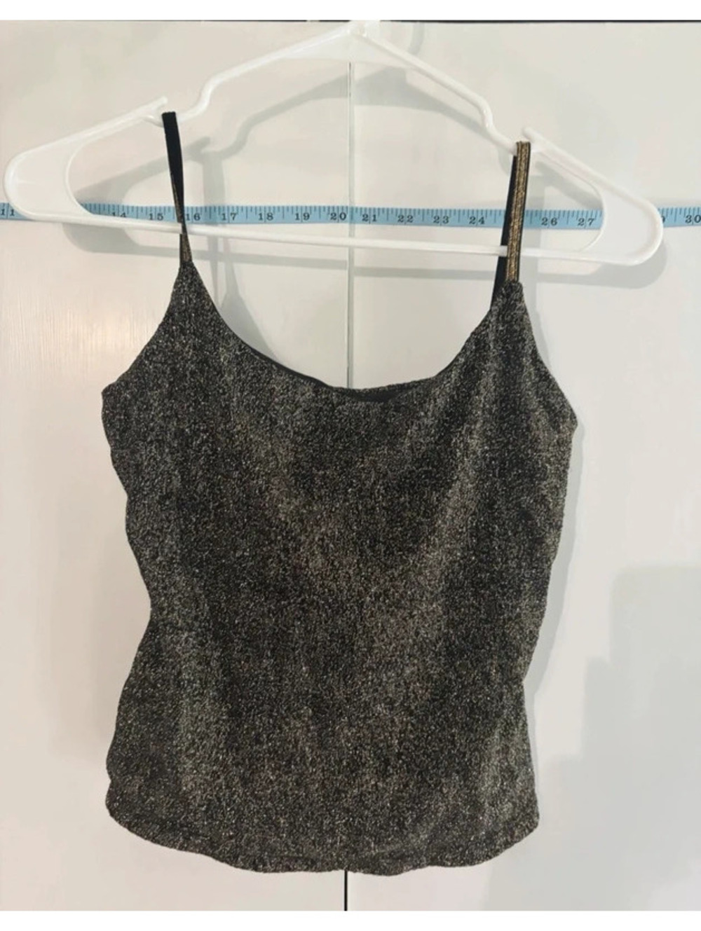 Shameless Y2K Black Gold Metallic Lurex Cami Tank Top Size Medium